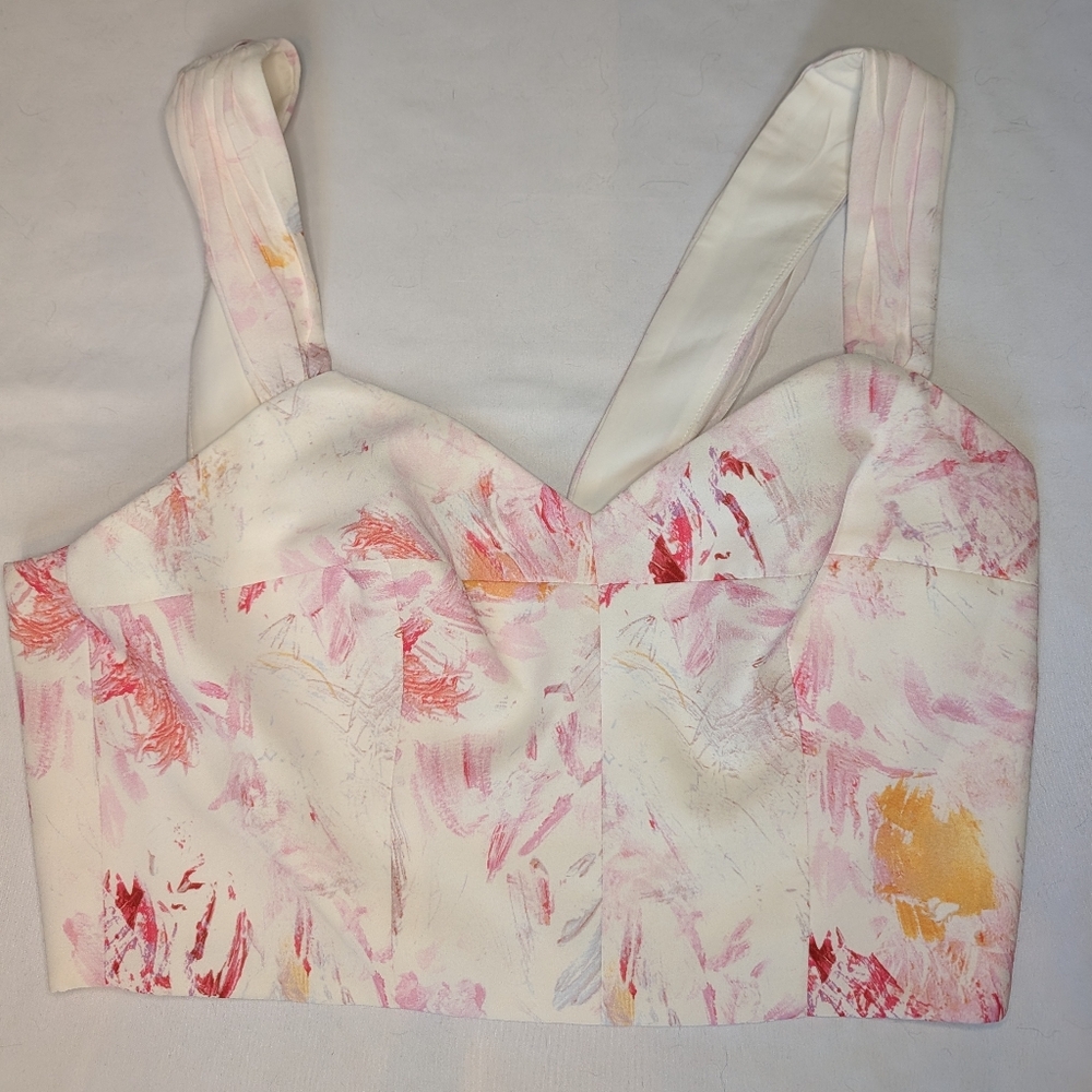 BCBGMaxAzria Pink and Yellow Crop Top